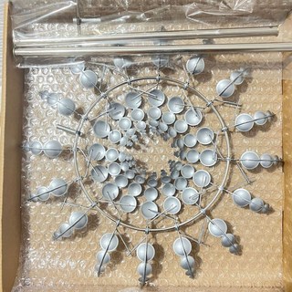 復古鐵藝金屬風車 戶外庭院花園 幾何風鈴飾品, 噴塑銀色,30*96.5cm