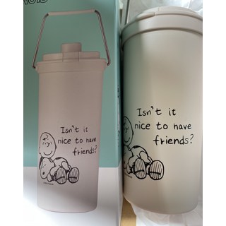 康寧餐具SNAPWARE史努比不鏽鋼手提保溫杯800ml，可愛圖案，輕巧手提，保溫保冷, 白色, 1個, 800ml