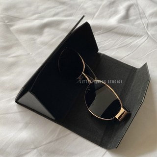 折疊三角眼鏡盒 荔枝皮紋理 便攜式眼鏡收納盒 黑色