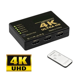 標準4K2K HDMI 5進1出遙控切換器，機上盒/螢幕畫面切換器，五進一出附遙控器, 1個