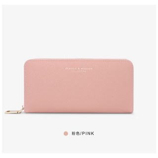 TAILIAN 合成皮革拉鍊長夾，防刮十字紋 WA14