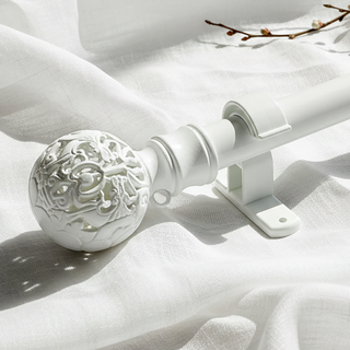 모던뷰 25mm 지구 커튼봉 거실 창문 길이조절 커텐봉 세트, 화이트