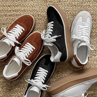 老錢風頭層牛皮德訓鞋 男款簡約高絲光牛反絨平底真皮休閒鞋百搭