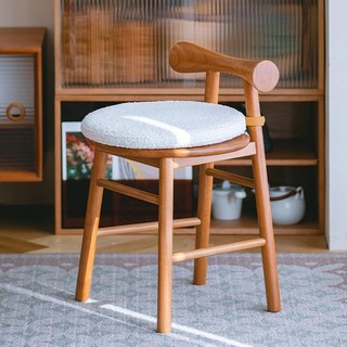 實木化妝椅 櫻桃木梳妝凳 帶靠背圓凳椅子, 櫻桃木蝴蝶凳(含坐墊), 詳見包裝