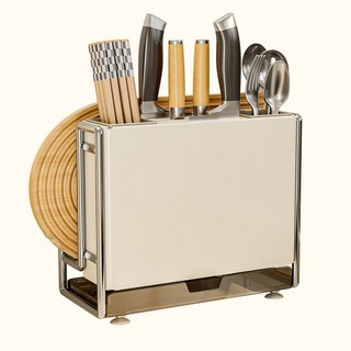 탄소강 스탠드형 칼꽂이 칼보관함 칼거치대 칼블럭, 1개, 베이지