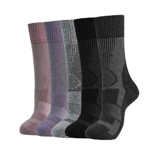 登山羊毛襪 美麗諾羊毛襪 戶外運動襪 保暖透氣 [紫色襪子], 黑色, 1套