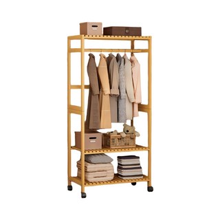 多功能移動式開放衣櫥附層架 加粗掛衣桿 簡約風衣物收納架，多層置物空間與滑輪設計, 拼接款衣帽架-60【升級款帶移動輪】