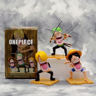 원피스 3인세트 루피 조로 상디 개그버전 밀짚모자 해적단 애니메이션 장식 12cm 피규어, ONEPICE 3인 SET, 1개