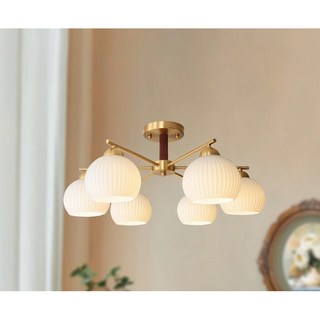 華燈惠北歐日式原木風吸頂燈，簡約客廳臥室燈具，餐廳裝飾燈, 6頭款