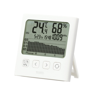 일본 직배송 타니타 그래프 첨부 디지털 온습도계 TT-594 TANITA 시계 캘린더 기능부 온도계 습도계 실온계 기압계, 1개