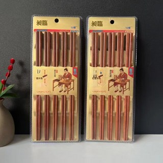 DFMEI 雞翅木筷子10雙家用高檔實木防滑防黴耐高溫木質快子家庭新款, 1個, 如圖, 昶臨紅檀(10雙裝)