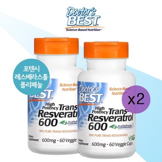 [1+1] 닥터스베스트 포텐시 레스베라스톨 폴리페놀 600mg 60정 스테아린산마그네슘 이산화규소 셀룰로오스, 1개