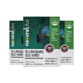 내츄럴플러스 포스파티딜세린 징코 브레인, 60정, 3개