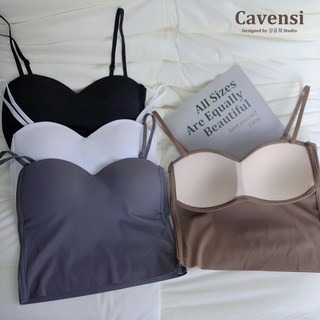 【Cavensi】實拍大尺碼冰絲無痕小可愛 bra top，內置胸墊免穿內衣，涼感舒適大尺碼背心