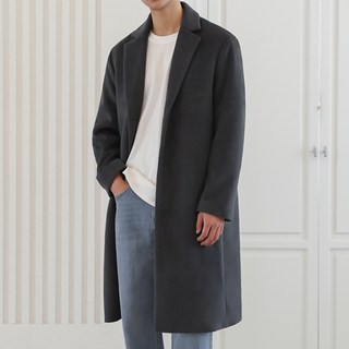 제타22 남성용 고급 울 블렌디드 오버핏 프리미엄 베이직 싱글 코트 [1200]