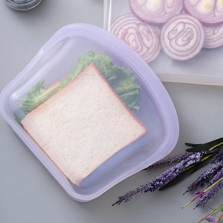 OTB HOME 矽膠保鮮袋 1800ml 食物密封袋 站立式舒肥袋, 1個, 木槿紫