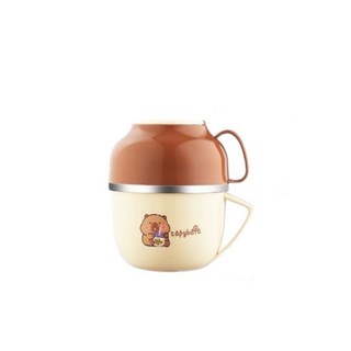 CAPYBARA 卡皮巴拉 可愛水豚君造型便攜快餐杯 雙層真空隔熱 分層 附餐具, 1個, 小號1650ml(適合國小生 小胃口）