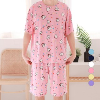 투와이 남녀공용 몰티즈 피치 반팔 파자마 상하세트 MD212