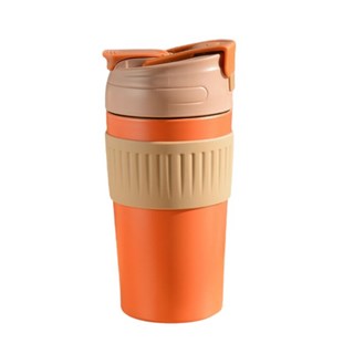 隨身咖啡杯 雙飲 - 超商咖啡杯 環保隨行杯, 1個, 保溫咖啡杯-橙色500ml