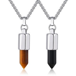 QBOX-FASHION 飾品【CPN-2227】精緻虎眼石黑瑪瑙鈦鋼項鍊/掛飾，能量護身時尚配件