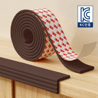 MZ생활 넓은 쿠션 모서리보호대 W형 안전가드 3M테이프 일체형 풀접착 코너보호대 KC인증 아기보호 기둥 책상다리 보호대, 1개, 딥브라운