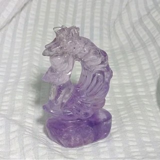 紫水晶 月亮狐狸雕像 010418