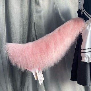 可動尾巴 狐狸尾巴 狼尾巴 電動獸尾 貓尾巴 舞臺表演道具, 1個, 純色一粉色約70厘米一聲控-拍打-遙控可調速電動