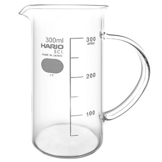 HARIO文創把手燒杯，300ML/500ML咖啡壺，耐熱玻璃材質，手沖咖啡量杯，日本製, 玻璃, 300ml, 1個