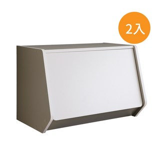 TZUMii 艾莉絲加大掀門櫃 堆疊門櫃-水泥灰-2入組，自由組合收納，防塵耐用, 艾莉絲加大掀門櫃-水泥灰, 水泥灰