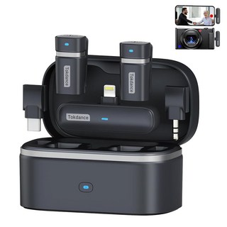 Tokdance 3-in-1 무선 라발리에 마이크 - 아이폰 안드로이드 카메라와 호환되는 교체 가능한 어댑터가 있는 미니 라펠 콘텐츠 제작자를 위한 탁월한 사운드 클립온 Lav