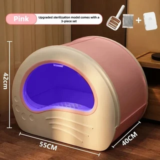 대형 고양이 쓰레기통 완전 밀폐형 서랍 측면 이중 문짝 탈취 고양이 변기 크로스보더 대형 서랍 고양이 쓰, 05 Pink - Sterilized