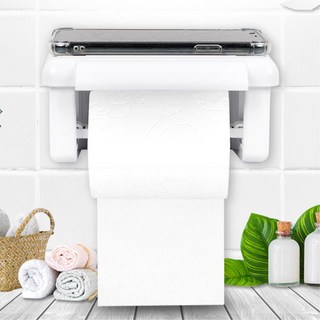 무광블랙 휴대폰 선반 휴지걸이 교체 화이트 화장실 화장지 벽타공 카페 심플 스텐, 백색