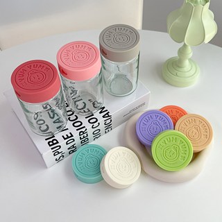 MIR 헥사 얌얌 실리콘뚜껑 유리병 원형 이유식 밀폐용기 250ml SG250 중기 아기 그릇, 헥사얌얌이유식유리병250ml_블루