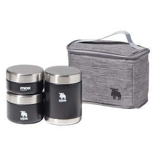 MOZ 스웨덴 포스코 316 올스텐 보온도시락 3종 도시락가방 수저 세트, 노르딕블랙, 1세트