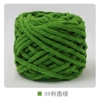 桃園出貨 冰條線粗毛線手工織圍巾勾拖鞋專用手織批發彩色打毛線團編織diy, 09-秋香綠, 1個