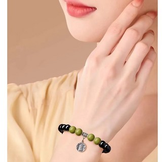 【A&R】招財轉運手鍊：S925純銀黑曜石綠檀五路財神，附精美禮盒，提升財運與事業運勢