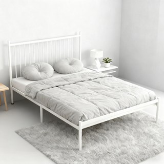 BiimTee 철제 침대프레임 SS/Q (매트리스 미포함), 흰색