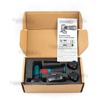 無刷雙電池角磨機套裝 雙電塑箱角磨機 便攜拋光機打磨機 多功能小型無線砂輪機 鋰電小型拋光機 切割機, 1個, 纸箱+無刷升級角磨機【兩個電池+配件套裝