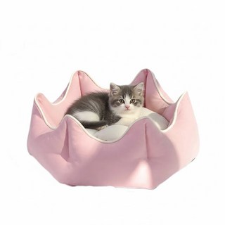 윈클로파우 댕냥이 포근한 강아지 쿠션침대, 1개, 핑크