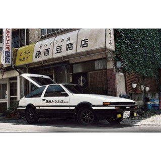 藤原豆腐店 頭文字D AE86拓海車隊自家用汽車貼紙 亮黑色車門貼 70x10公分 一對裝, 車門貼  亮黑色70*10(一對裝), 1個
