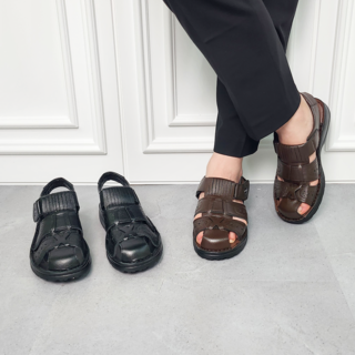 행텐 남성 소가죽 미끄럼방지 푹신푹신 가벼운 캐주얼 벨로크 샌들 HT-075