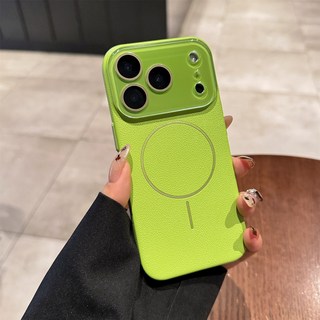 適用果粉17promax皮紋磁吸手機殼支持無線充iPhone16plus保護套15