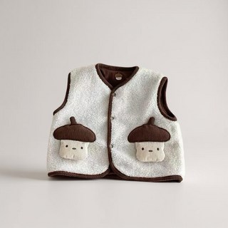 FUN童裝 加絨保暖小栗子背心 燈芯絨羊羔絨雙層保暖背心 寶寶冬季外搭 (73-100cm)
