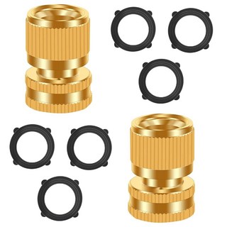 FRQNTKPA 가든 호스 퀵 커넥터 누수 없는 3/4인치 GHT 나사산 피팅 워터 여성 어댑터 및 남성 어댑터 튼튼한 방청 황동 수도관 연결 사용하기 쉬운(14팩, 2 Pack - Female Connector