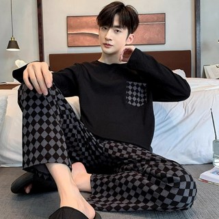 남성용 플로우 긴팔 잠옷 상하의 세트