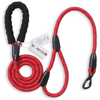 독스랩 강아지 소형견 중형견 대형견 리드줄 양손 그립 로프 1.8M, 레드, 1개