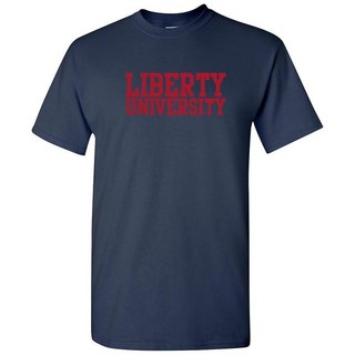 Liberty Flames 베이직 블록 팀 컬러 티셔츠 칼리지 대학교 리버티 플레임 네이비 M