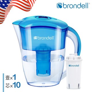 【Brondell】美國邦特爾純淨濾水壺（藍）濾芯10入組 高效過濾雜質 提升飲水口感 守護全家健康, 1個