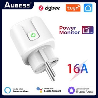 Aubess 투야 스마트 지그비 플러그 소켓 전력 에너지 모니터링 타이머 EU 콘센트 투야 허브 알렉사 구글 홈과 작동 3680W 16A, 1개, 3) zigbee plug 16A