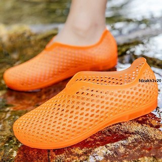 工作水鞋 雨鞋女成人外穿涉水夏季雨鞋女款透氣防滑水晶洞洞鞋女外出涼鞋女, 【果凍雨鞋】橙色 158鏤空,37 【標準碼】腳寬腳胖建議拍大一點